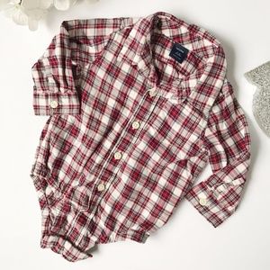 Gap Plaid Ruby Button Down Onesie